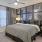 a bedroom with a bed and a fan