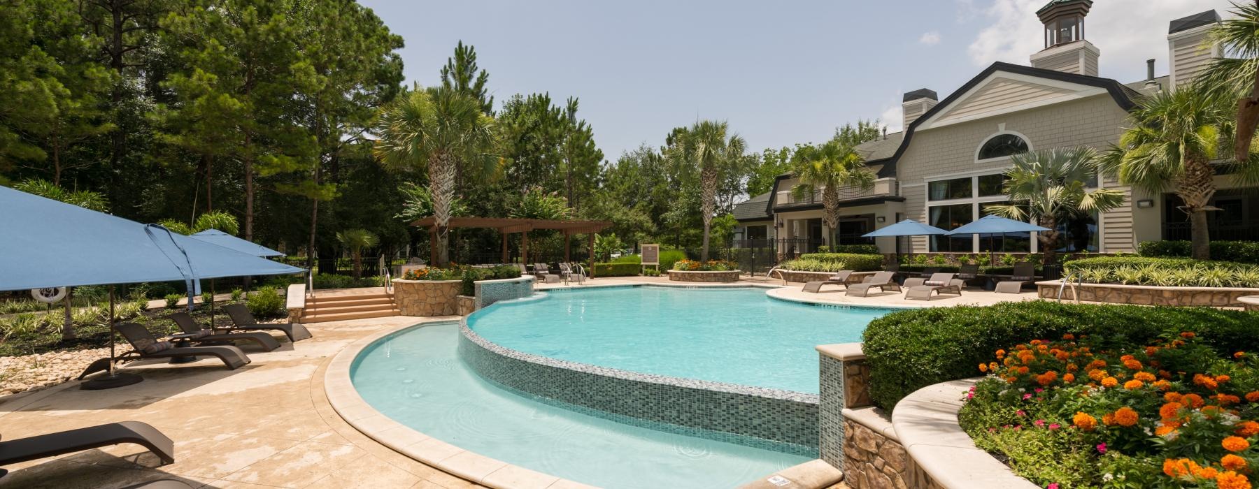 a swimming pool in a backyard